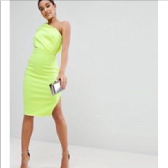 neon yellow cocktail dress
